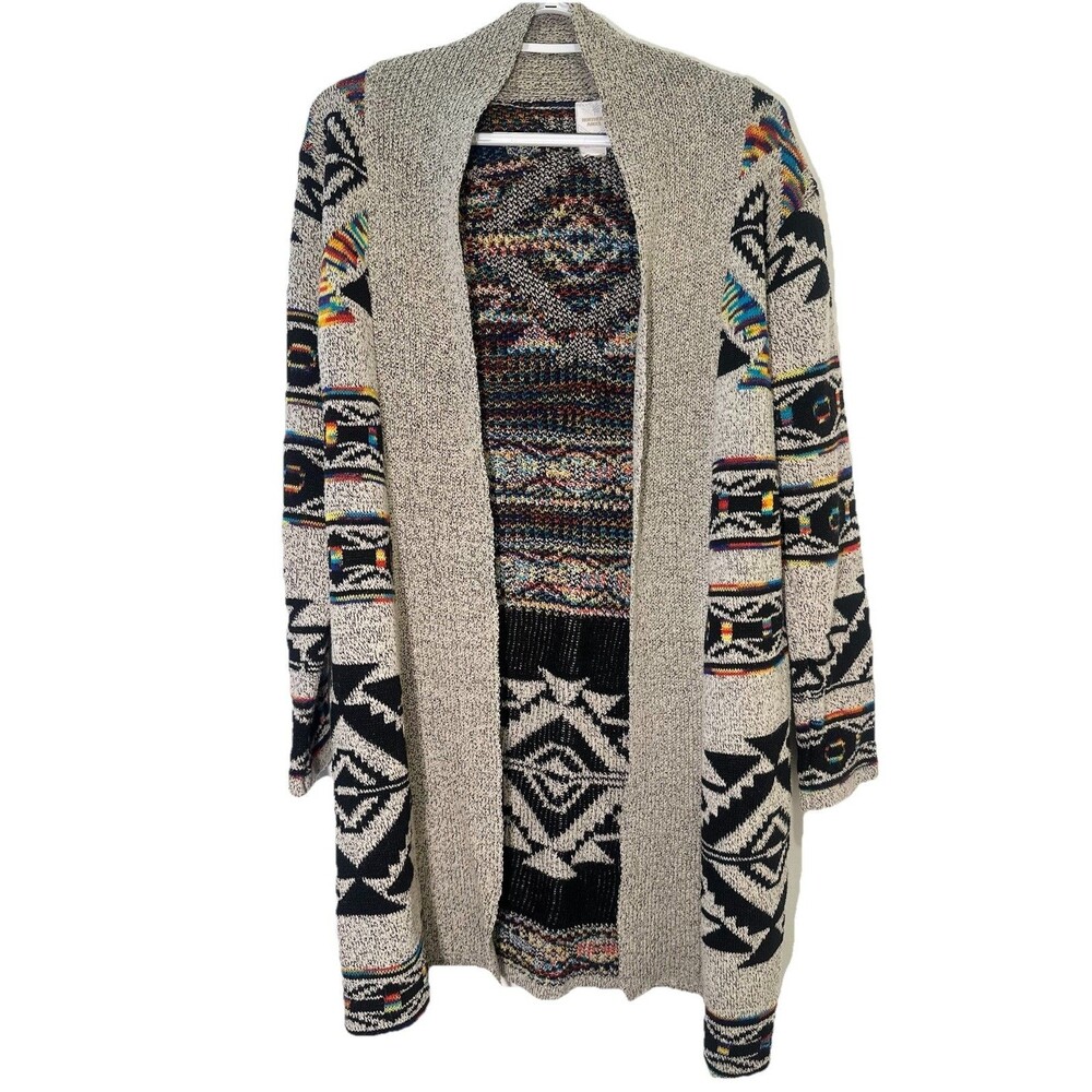 Northern Angel Aztec Southwestern Cardigan Sweater Open Front Boho M